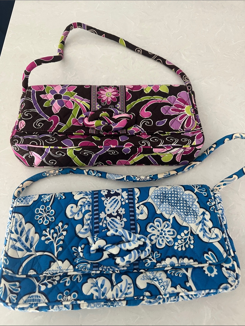 New 2X Lot Vera Bradley Knot Just A Clutch Blue Bags Purses